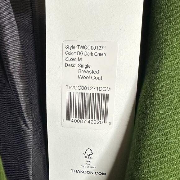 Thakoon Green Single Breasted Wool Coat M - Picture 6 of 10